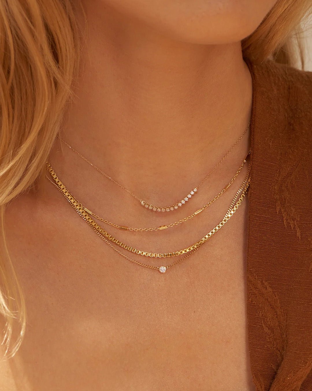 Diamond Cluster Row Necklace