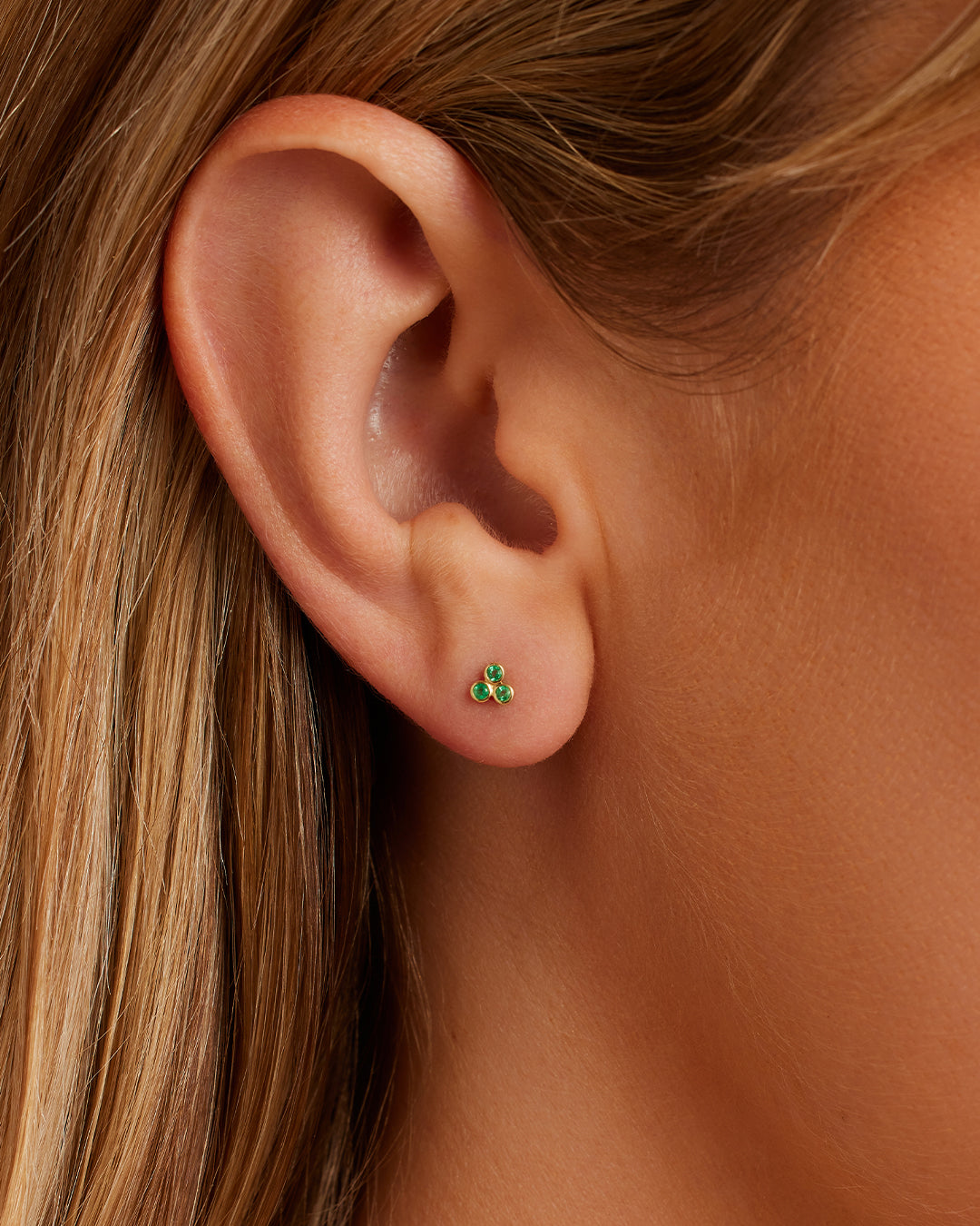 Classic Emerald Trio Studs