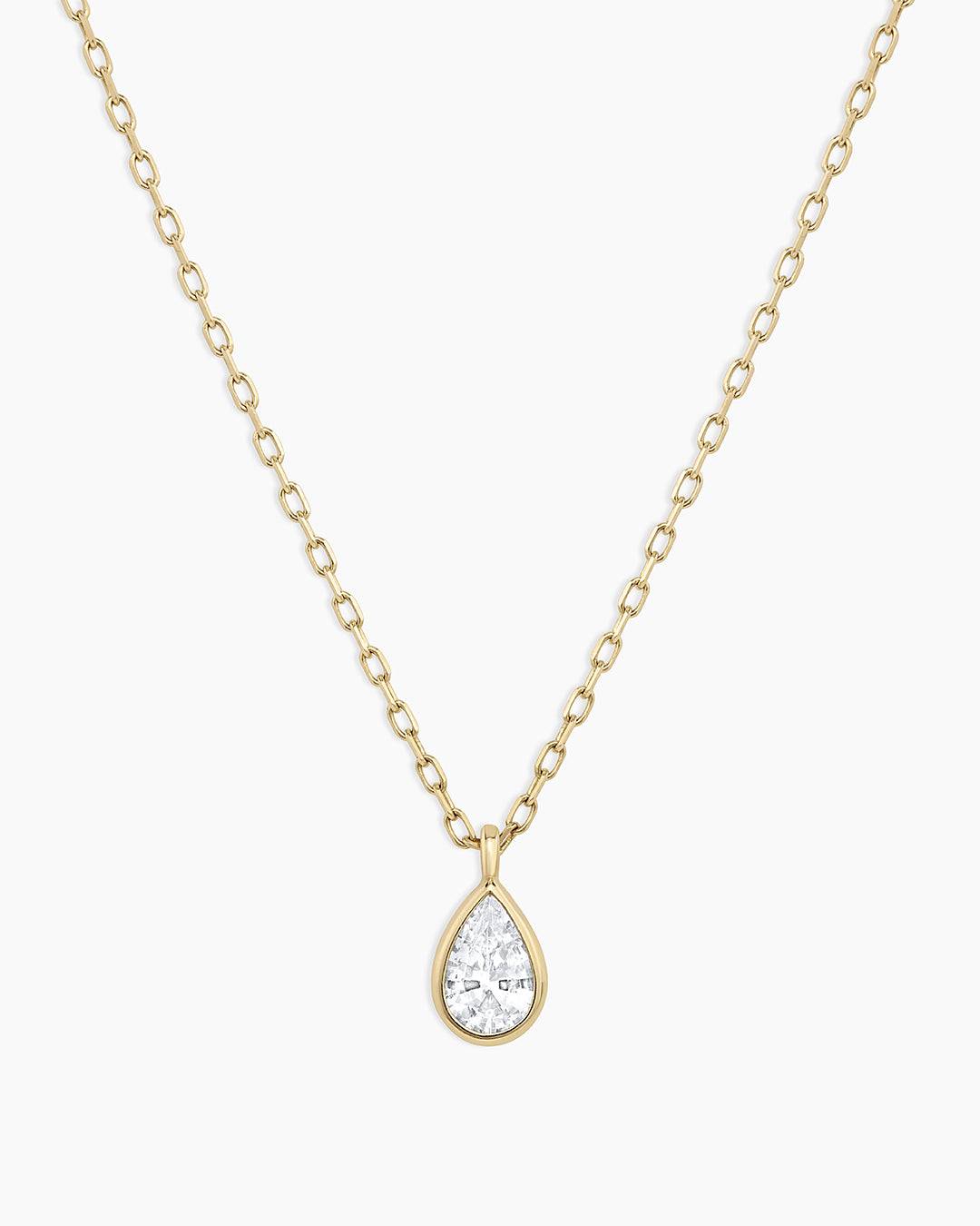 White Sapphire Pear Charm Necklace