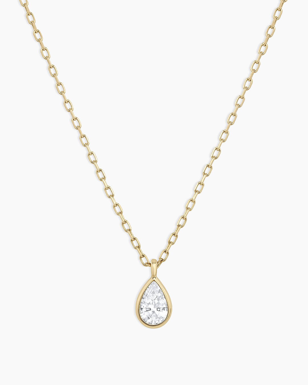 White Sapphire Pear Charm Necklace