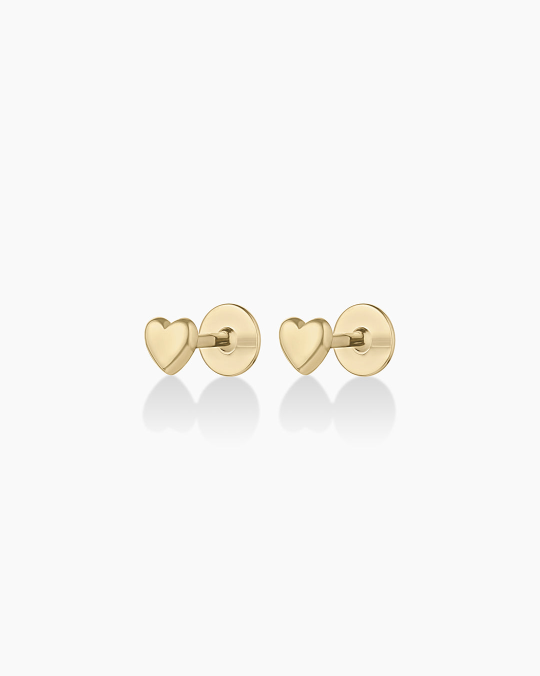 14k Gold Heart Flat Back Studs