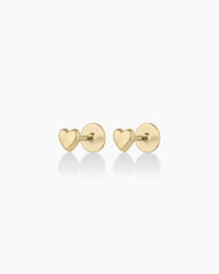 Thumbnail for 14k Gold Heart Flat Back Studs