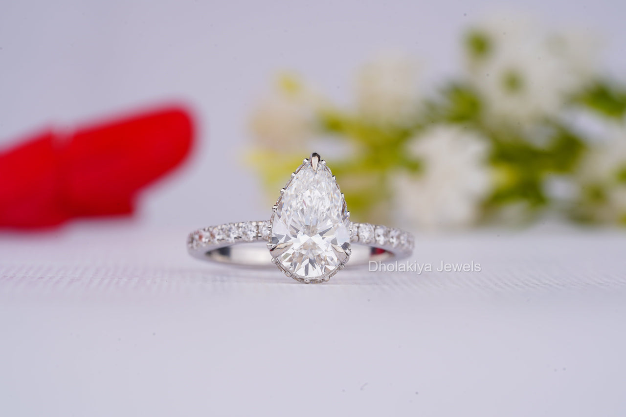 Pear Cut Lab Grown Diamond Ring