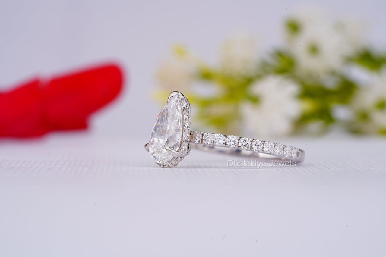 Pear Cut Lab Grown Diamond Ring