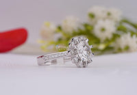 Thumbnail for Allure Round 3.05 CTW Lab Created Diamond Halo Engagement Ring, IGI Certified Floral Design In Solid White Gold Pave Band Wedding Ring