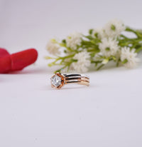 Thumbnail for Bezel Set Diamond Solitaire Engagement Ring 0.50 Ctw Flower Shape Diamond Ring Round Cut Lab Created Diamond Ring Multi Gold Wedding Ring