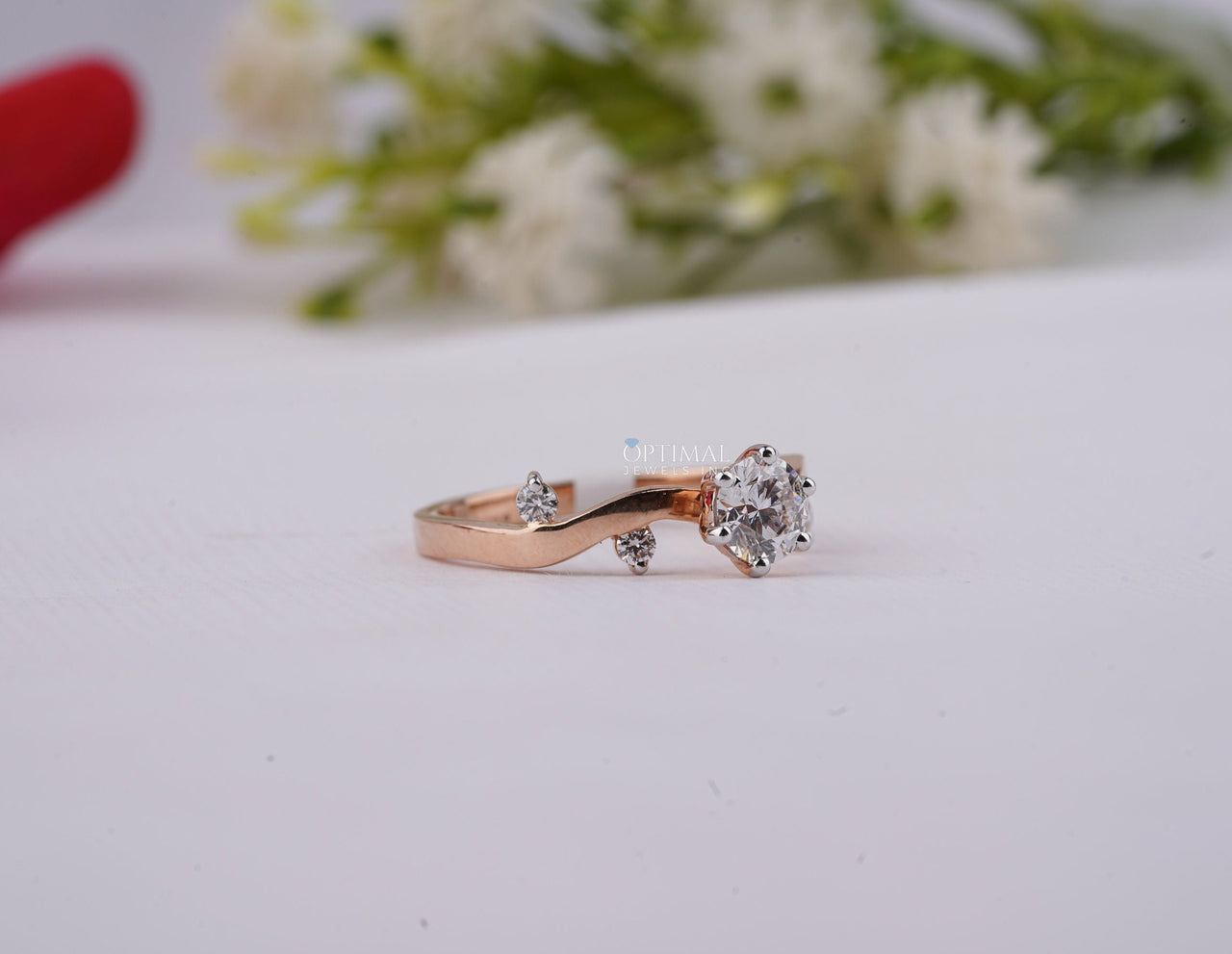 Five Stone Lab Diamond Ring 0.67 Ctw Round Cut Lab Grown Diamond Ring Rose Gold Wedding Ring Solitaire Engagement Ring Anniversary Gift