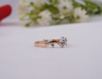 Thumbnail for Five Stone Lab Diamond Ring 0.67 Ctw Round Cut Lab Grown Diamond Ring Rose Gold Wedding Ring Solitaire Engagement Ring Anniversary Gift