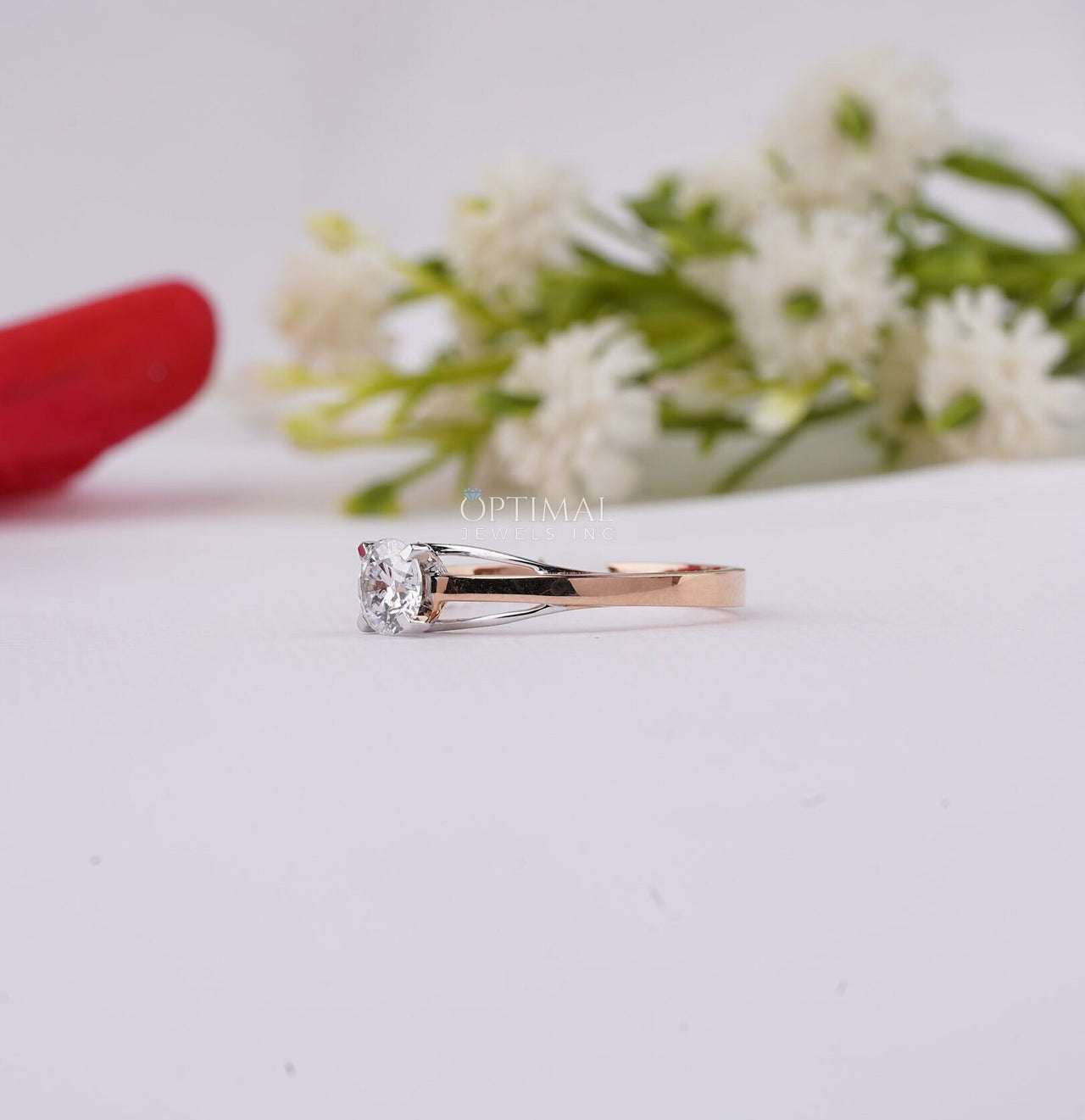 0.50 Ctw Round Lab Grown Diamond Ring Dainty Anniversary Gift Ring Solitaire Round Lab Diamond Ring Rose Gold Everyday Wear Ring For Her