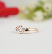 Thumbnail for Sparking Round Lab Diamond Ring 0.75 CTW Pave Set Ring Solid Rose Gold Band Diamond Engagement Ring Wedding Ring Perfect For All Occasion