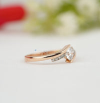 Thumbnail for Sparking Round Lab Diamond Ring 0.75 CTW Pave Set Ring Solid Rose Gold Band Diamond Engagement Ring Wedding Ring Perfect For All Occasion