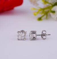 Thumbnail for Cushion Cut Diamond Stud Earring Lab Grown Diamond Engagement Earring 0.50 Ctw White Gold Earrings For Gift Push Back Earrings For Her