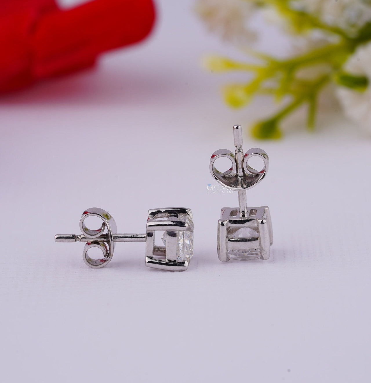 Cushion Cut Diamond Stud Earring Lab Grown Diamond Engagement Earring 0.50 Ctw White Gold Earrings For Gift Push Back Earrings For Her