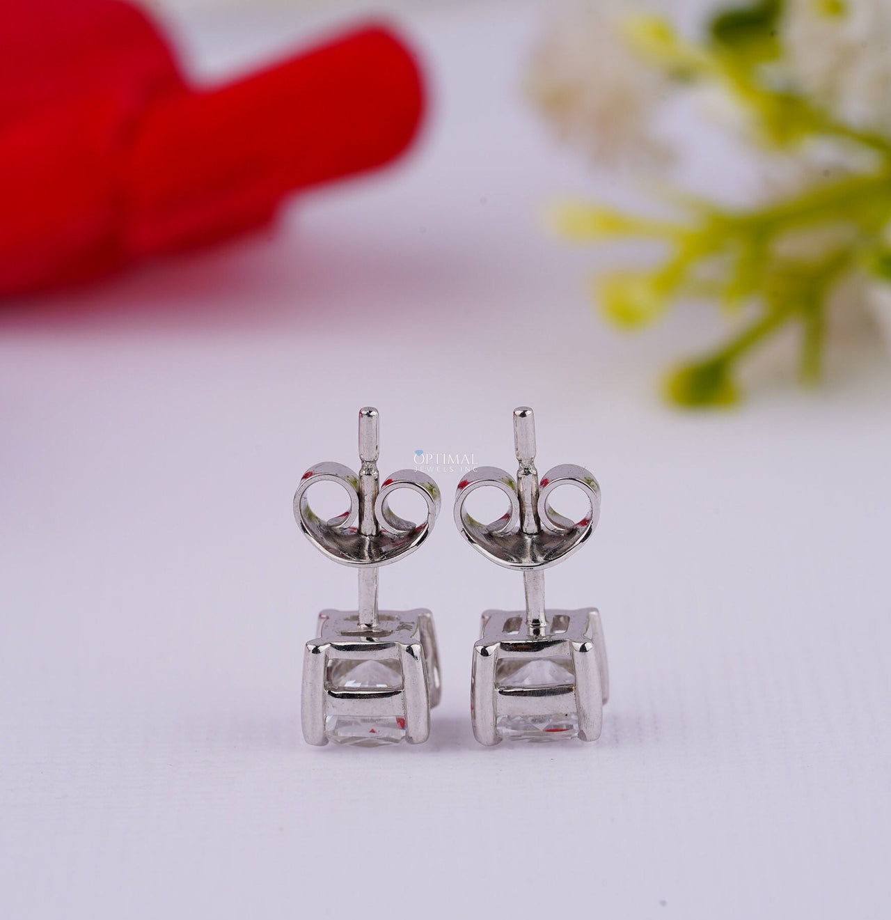 Cushion Cut Diamond Stud Earring Lab Grown Diamond Engagement Earring 0.50 Ctw White Gold Earrings For Gift Push Back Earrings For Her