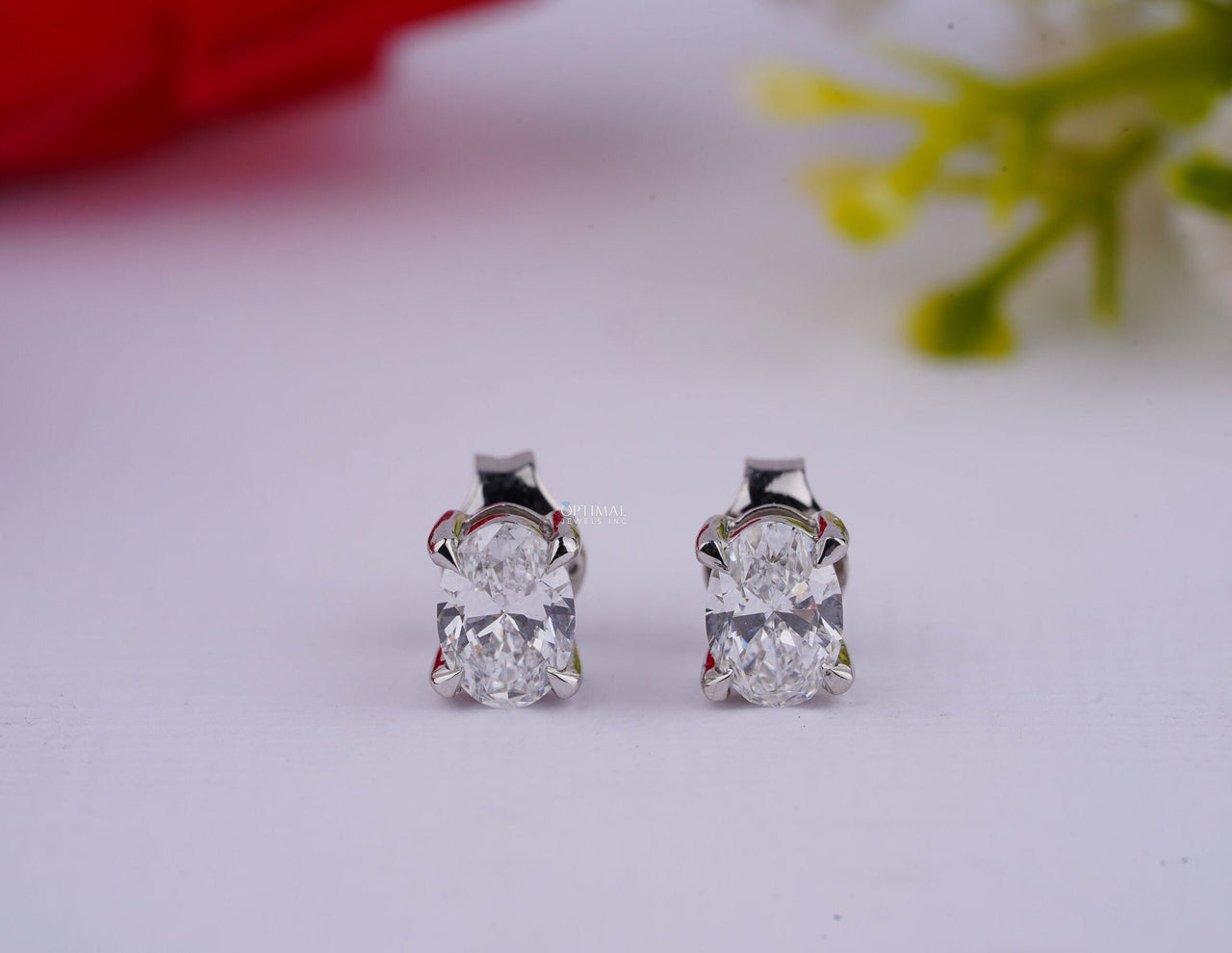 Oval Cut Lab Diamond Earrings 1.00 Ctw IGI Certified Lab Diamond Earrings For Her White Gold Stud Earrings Push Back Earring Gift For Women