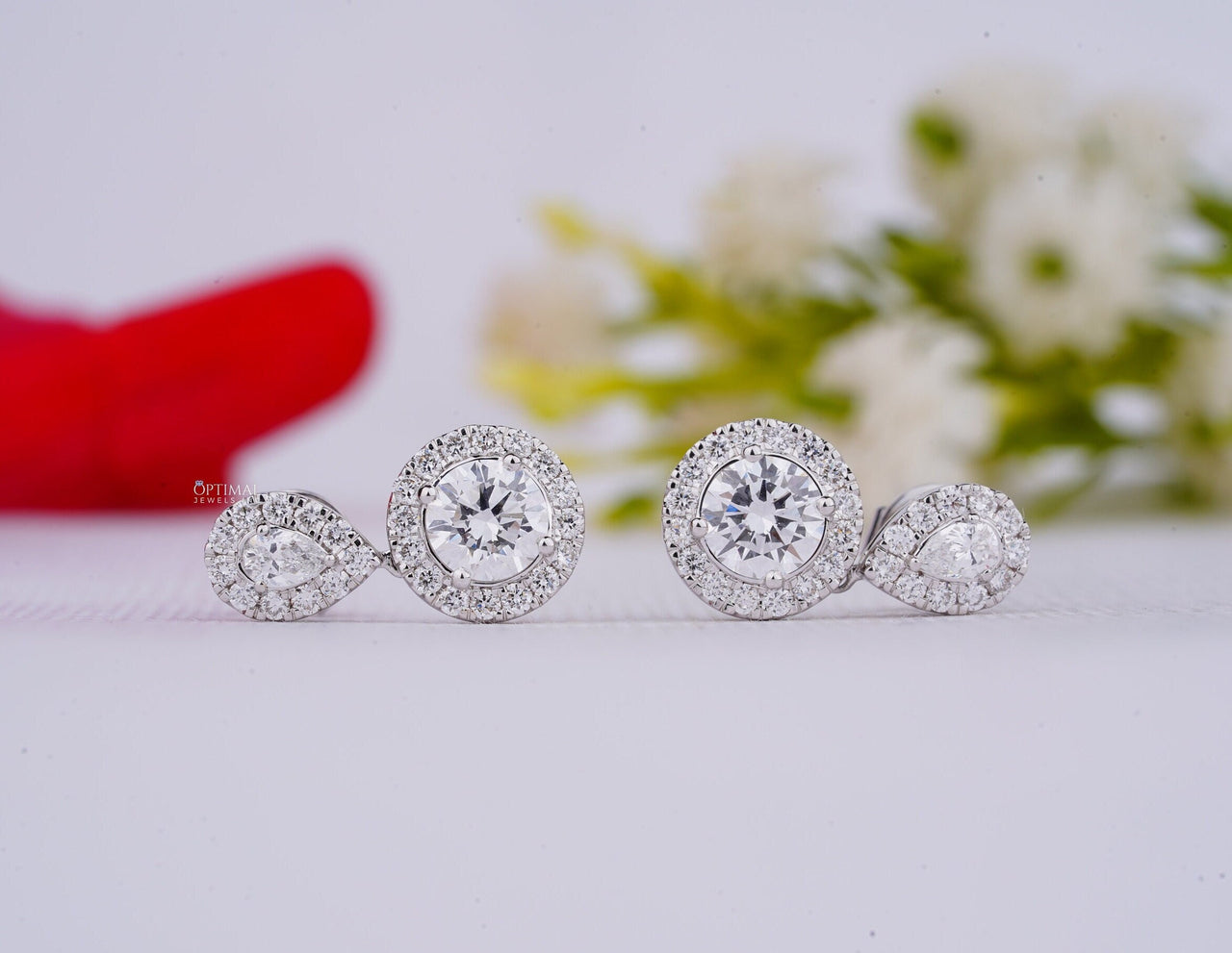 Exquisite Double Halo Drop Earrings 4.00 Ct Brilliant Round Cut and Teardrop Lab Diamonds, Perfect for Special Occasions, Bridal Earrings