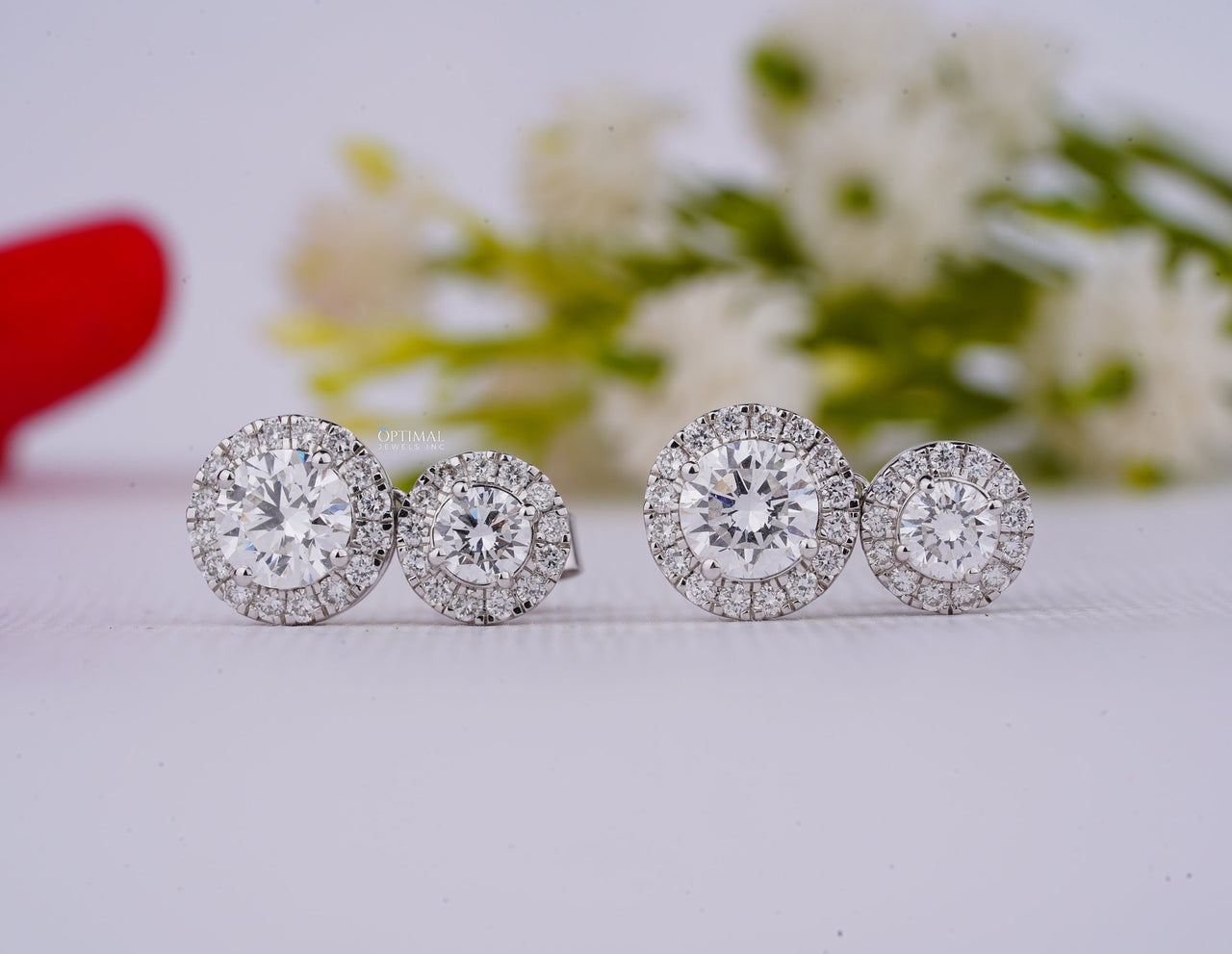 Stunning Double Halo Lab Diamond Earrings 2.50 Ctw IGI Certified Round Cut Diamond Stud Earrings Bridal Earrings, Perfect For All Occasions