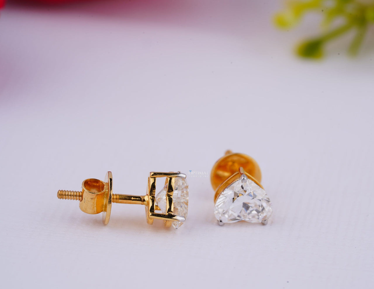 Minimalist Heart Shape Diamond Earring 1 Ctw Heart Cut Diamond Stud Earring Screw Back Yellow Gold Earring Perfect Anniversary Gift For Wife