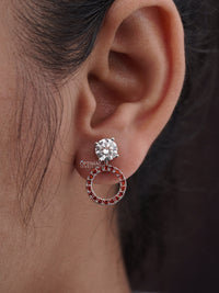 Thumbnail for 2.44 Ctw Round Lab Diamond Earring Red Halo Diamond Earring Stud Earring White Gold Jacket Earring Lab Grown Diamond Perfect Gift For Women