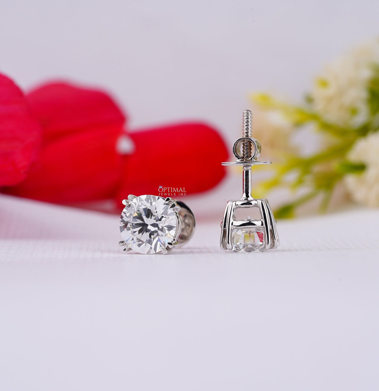 Round Cut Lab Diamond Earrings 1.00 Ctw White Gold Earrings Stud Earrings Claw Prong Earrings Everyday Wear Earring Anniversary Gift For Her