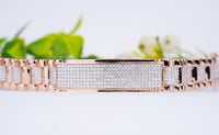 Thumbnail for Luxurious Rose Gold Men's Diamond Bracelet, 2.00 Ctw Lab Grown Pave Set Diamonds, Bold Design and Intricate Detailing, Ideal Gift For Him