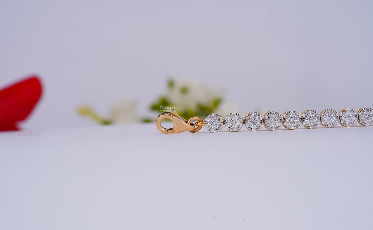 Unique Round Cut Lab Grown Diamond Tennis Bracelet, 8.00 CTW Diamond Yellow Gold Handmade Design, Perfect Anniversary Gift for Men and Women