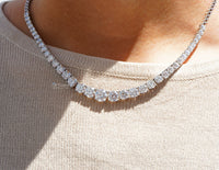 Thumbnail for Stunning Cluster Diamond Necklace 15.50 Ctw Round Cut Lab-Grown Diamonds, East West Necklace, Rose Gold 18