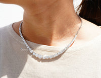 Thumbnail for Stunning Cluster Diamond Necklace 15.50 Ctw Round Cut Lab-Grown Diamonds, East West Necklace, Rose Gold 18