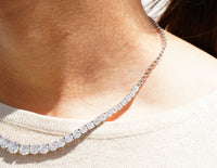 Thumbnail for Stunning Cluster Diamond Necklace 15.50 Ctw Round Cut Lab-Grown Diamonds, East West Necklace, Rose Gold 18