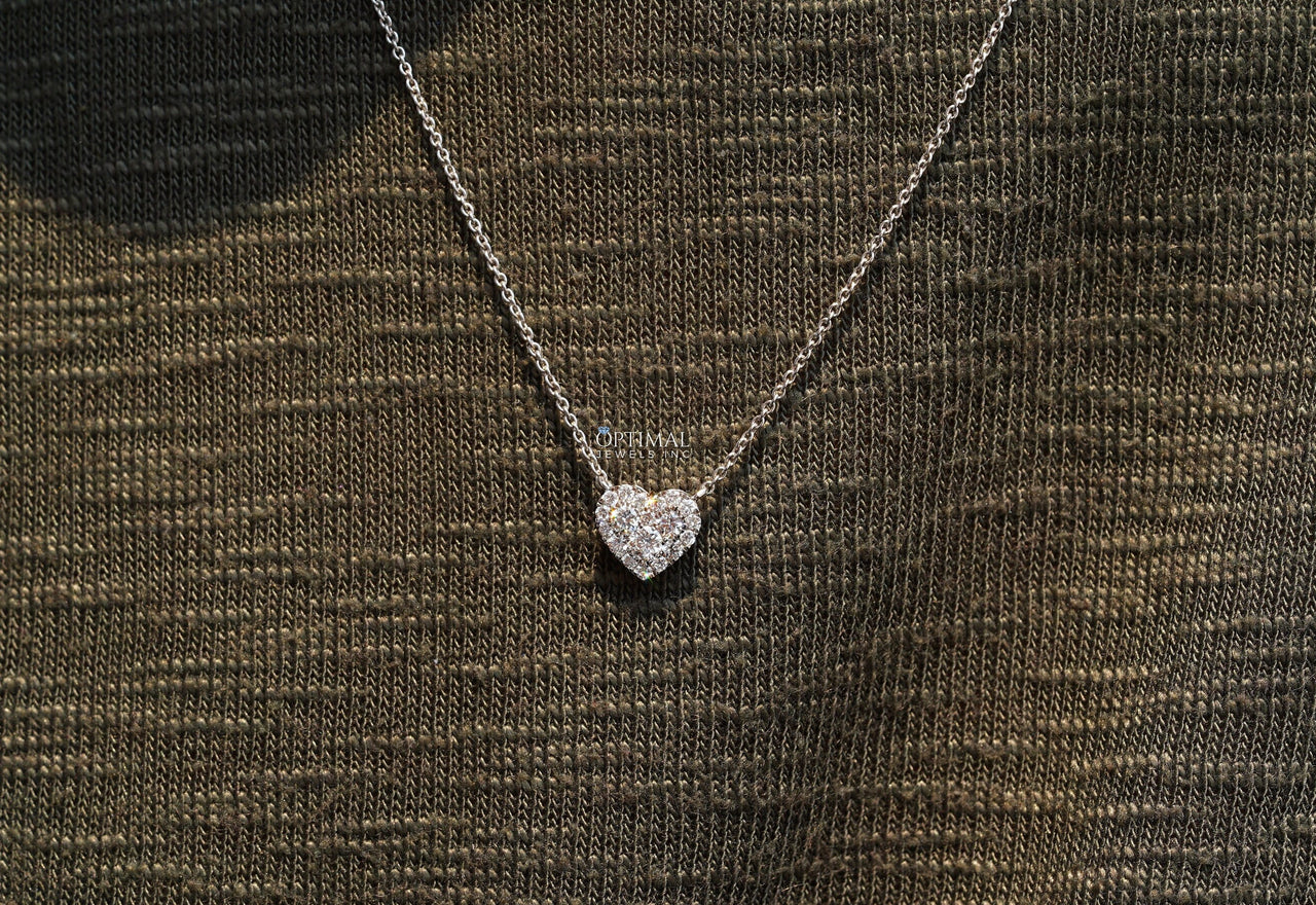 Charming Heart-Shaped Cluster Diamond Necklace – 0.38 Ctw Lab Grown Diamonds, 18” Chain Elegant Pendant Necklace for Women, Anniversary Gift