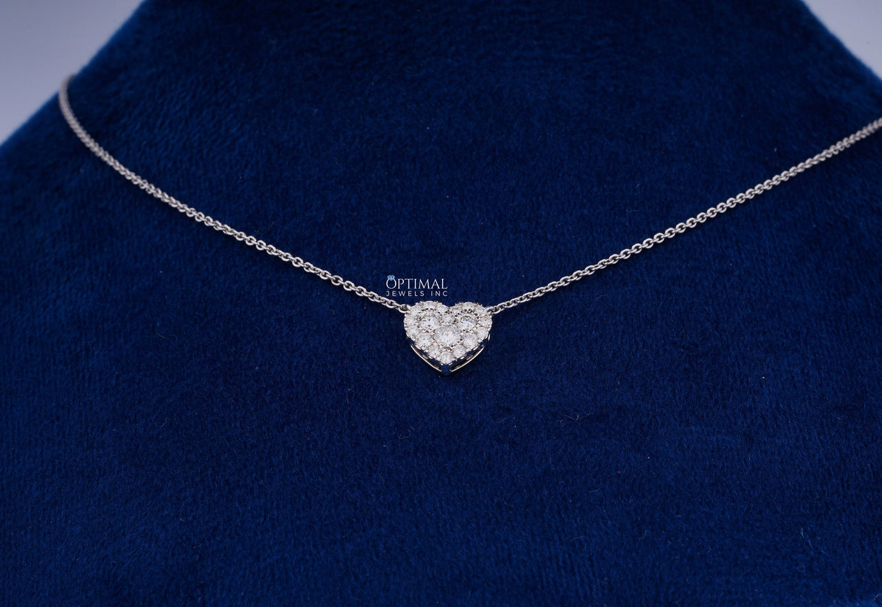 Charming Heart-Shaped Cluster Diamond Necklace – 0.38 Ctw Lab Grown Diamonds, 18” Chain Elegant Pendant Necklace for Women, Anniversary Gift