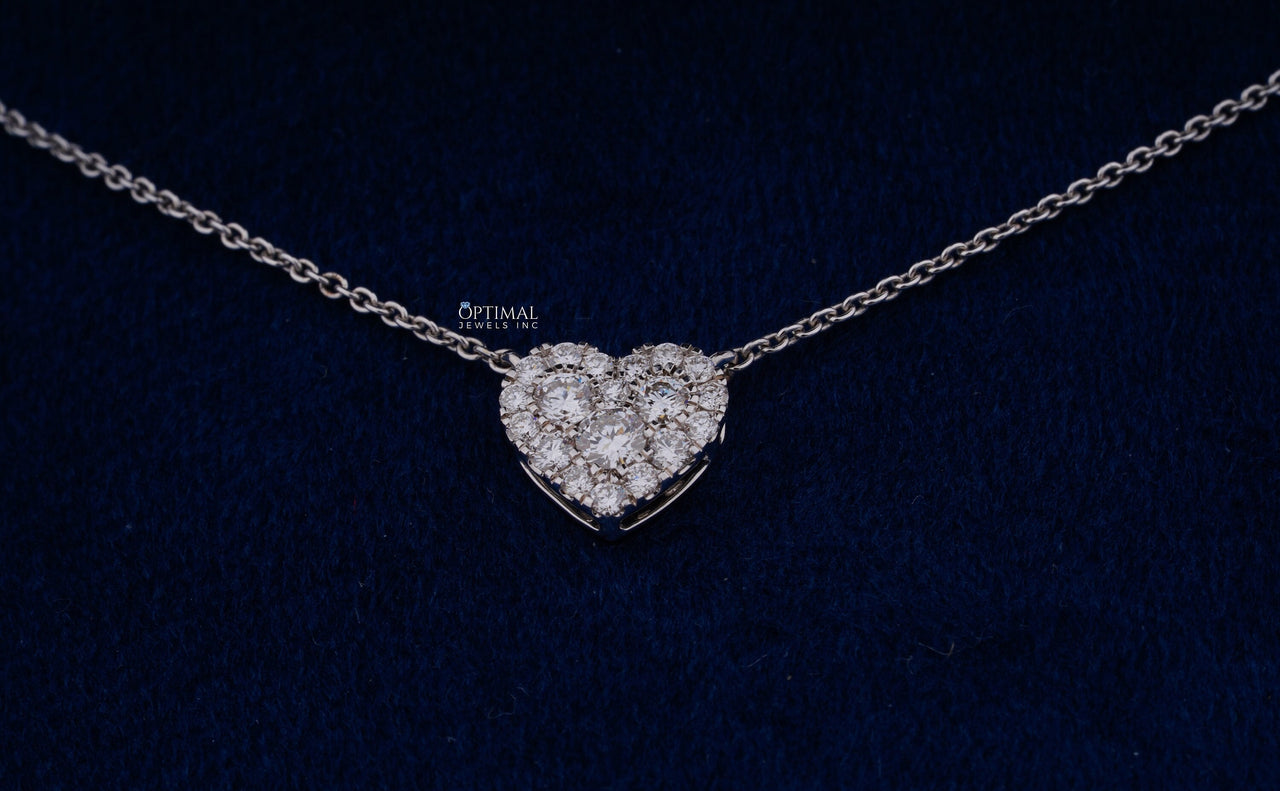 Charming Heart-Shaped Cluster Diamond Necklace – 0.38 Ctw Lab Grown Diamonds, 18” Chain Elegant Pendant Necklace for Women, Anniversary Gift