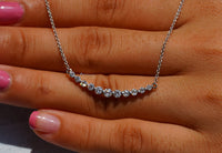 Thumbnail for Minimalist Lab Grown Diamond Necklace 0.90 Ctw Bezel Set Round Cut Diamonds 18” White Gold Chain, Perfect For Special Occasion Gift, For Her