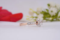 Thumbnail for Unique Round Brilliant Cut Lab Diamond Ring 1.44 Ctw Halo Engagement Ring , Floral Design, Pave Band In Two Tone Gold Wedding Ring For Her