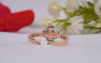 Thumbnail for Unique Round Brilliant Cut Lab Diamond Ring 1.44 Ctw Halo Engagement Ring , Floral Design, Pave Band In Two Tone Gold Wedding Ring For Her