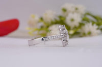 Thumbnail for Allure Round 3.05 CTW Lab Created Diamond Halo Engagement Ring, IGI Certified Floral Design In Solid White Gold Pave Band Wedding Ring