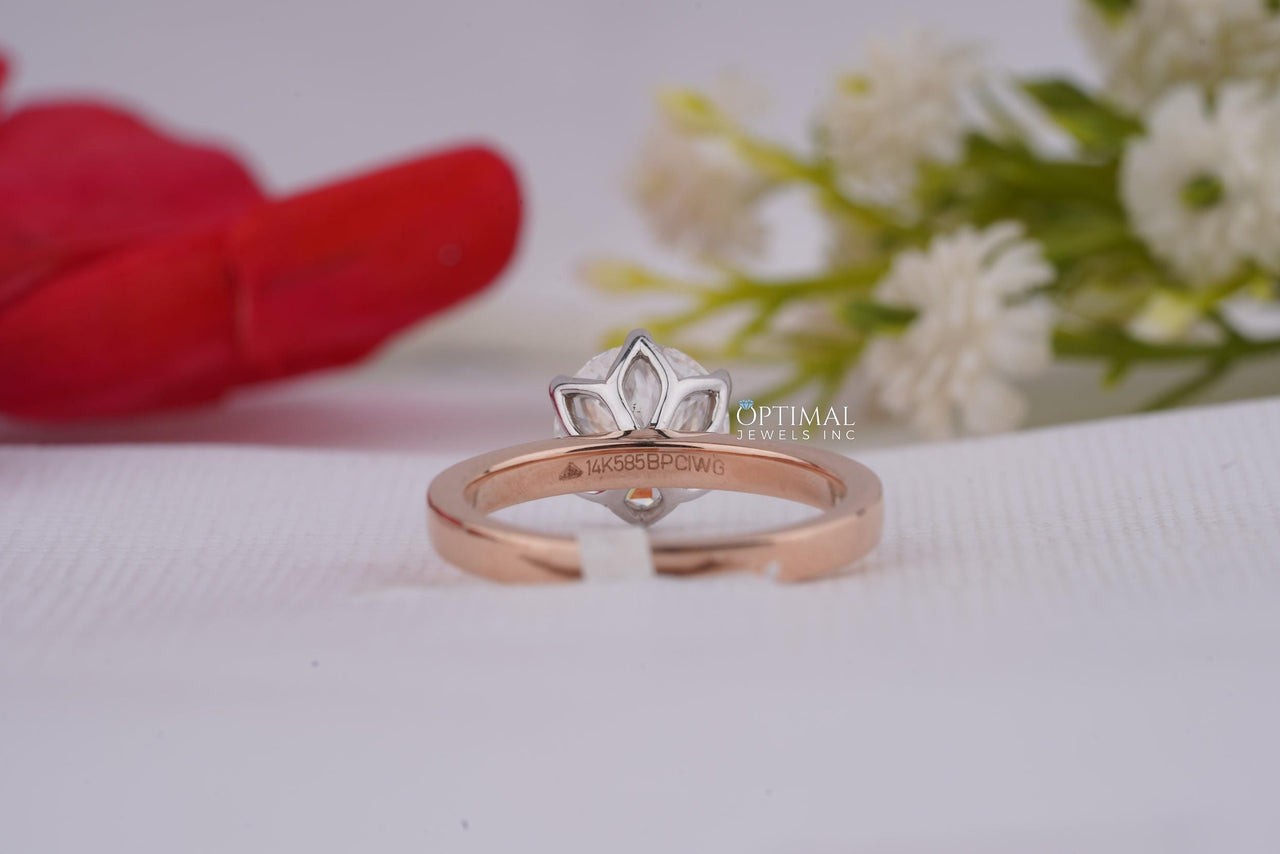 Round Solitaire Lab Grown Diamond Ring  2.00 Ctw IGI Certified Lab Diamond Round Cut Engagement Ring 14k Rose Gold Anniversary Gift For Her