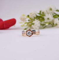 Thumbnail for Bezel Set Diamond Solitaire Engagement Ring 0.50 Ctw Flower Shape Diamond Ring Round Cut Lab Created Diamond Ring Multi Gold Wedding Ring