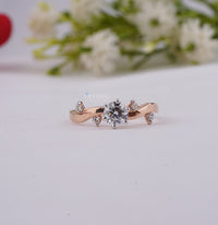 Thumbnail for Five Stone Lab Diamond Ring 0.67 Ctw Round Cut Lab Grown Diamond Ring Rose Gold Wedding Ring Solitaire Engagement Ring Anniversary Gift