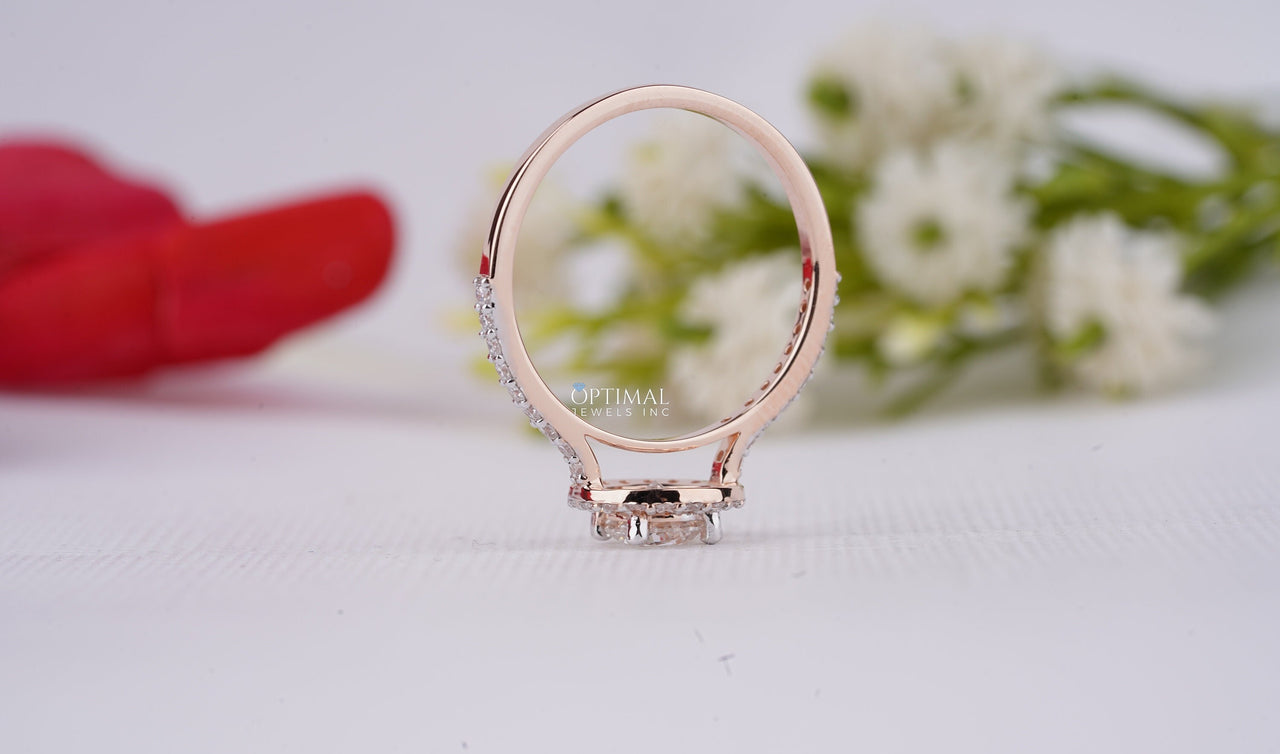 Brilliant Round Cut Lab Diamond Wedding Ring 1.50 Ctw IGI Certified Halo Lab Grown Diamond Ring Rose Gold Engagement Ring Gift For Women