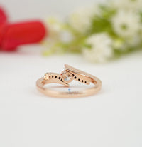 Thumbnail for Sparking Round Lab Diamond Ring 0.75 CTW Pave Set Ring Solid Rose Gold Band Diamond Engagement Ring Wedding Ring Perfect For All Occasion