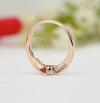 Thumbnail for Sparking Round Lab Diamond Ring 0.75 CTW Pave Set Ring Solid Rose Gold Band Diamond Engagement Ring Wedding Ring Perfect For All Occasion