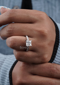 Thumbnail for Princess Cut Lab Diamond Ring 2.00 Ctw IGI Certified White Gold Wedding Band Pave Set Stunning Sparkle For Your Special Occasion For Her