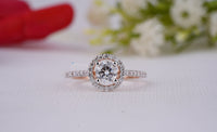 Thumbnail for Brilliant Round Cut Lab Diamond Wedding Ring 1.50 Ctw IGI Certified Halo Lab Grown Diamond Ring Rose Gold Engagement Ring Gift For Women