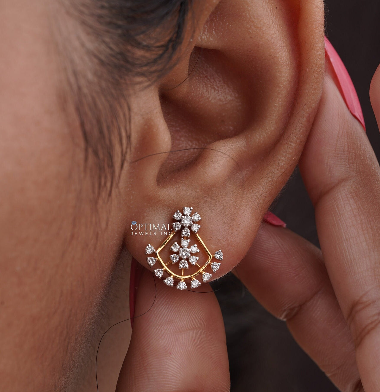 Gorgeous Flower Drop Design, 1.60 CTW Round Cut Lab-Grown Diamond Earrings, 18K Gold Earring, Ideal for Wedding Gift, Earrings For Women