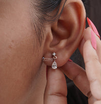 Thumbnail for Round and Pear Lab Diamond Earring, Dangle & Drop 1.30 CTW Lab-Grown Diamond Earring, Two-Stone Earring, Perfect for Everyday Wear, Gift Her