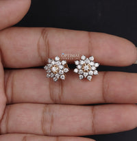 Thumbnail for Stunning Lab-Grown Diamond Flower Studs, 1.40 CTW Floral Shape Design, Round Cut Diamonds  Yellow Gold Earring, Perfect Gift Choice for Her