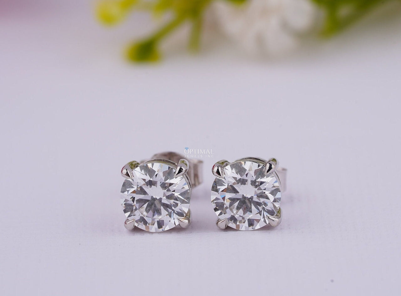 Round Cut Lab Diamond Earrings 1.00 Ctw IGI Certified Lab Diamond Earrings For Her Round White Gold Stud Earrings Anniversary Gift For Women