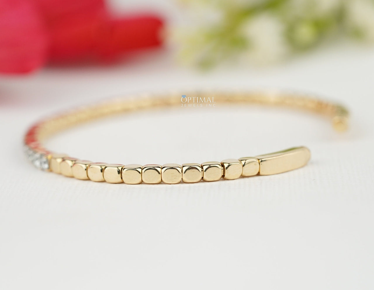 Round Lab-Grown Diamond Tennis Bracelet, 5.00 CTW IGI Certified Diamond, Yellow Gold Half Eternity Bracelet, Perfect for Everyday Wear