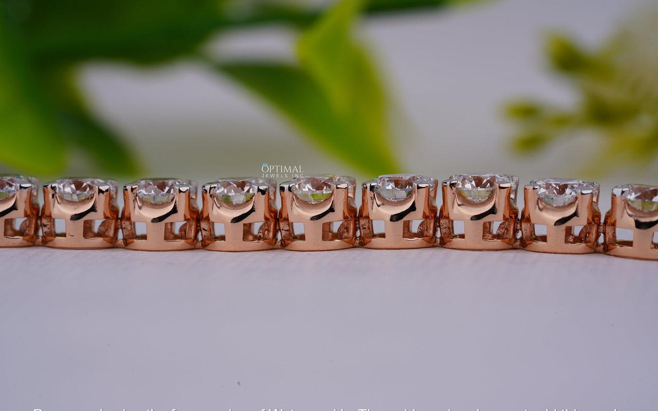 Impressive 23.00 CTW Lab-Grown Round Diamond Bracelet, IGI Certified Round Cut Diamonds Rose Gold Tennis Design Bracelet, For Men and Women